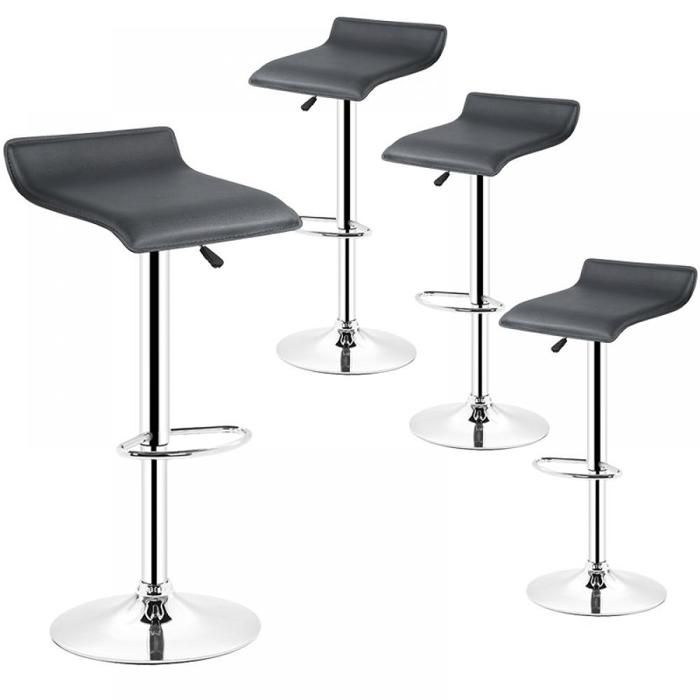 MIPAN.Lot de 4 Tabouret de Bar Noir - Tabouret de Cuisine en PU - Chaise de Bar Hauteur (63-83cm) - Pour Comptoir Bar