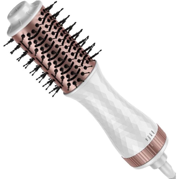 Brosse chauffante brushing - ZOR® - 4 en 1 - Brosse soufflante rotative - Ions négatifs - Sèche et coiffe simultanément