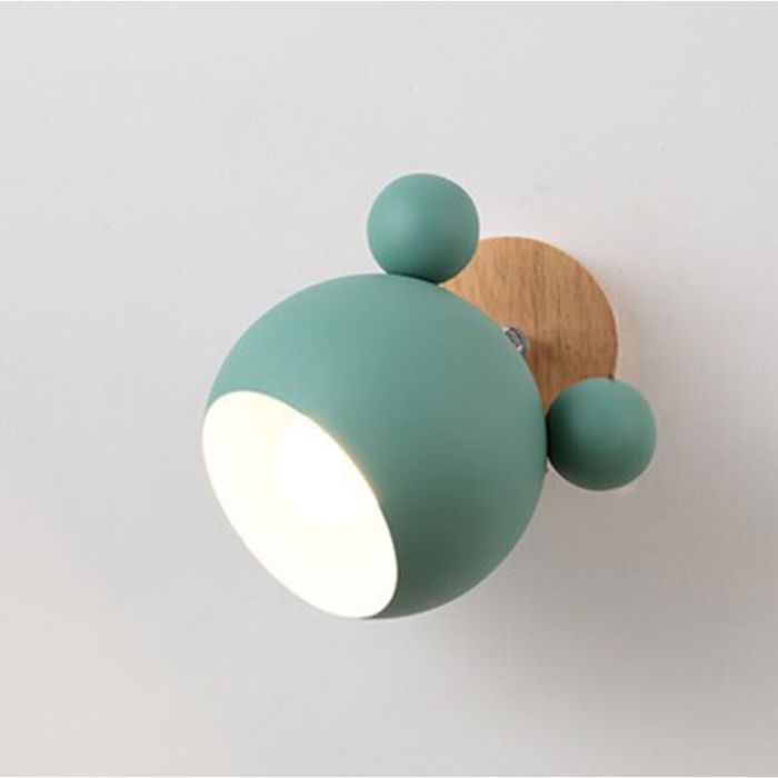 Applique murale Macaron Applique Simple Personnalité Chambre Mickey Bûche Dessin Animé Chaud Denfants Lampe-Vert Sans Source