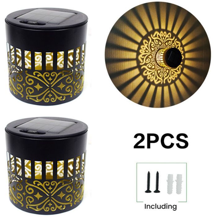 Lampes solaires de clôture imperméabilisation appliques murales dextérieur à énergie solaire éclairage décoratif jaune chaud