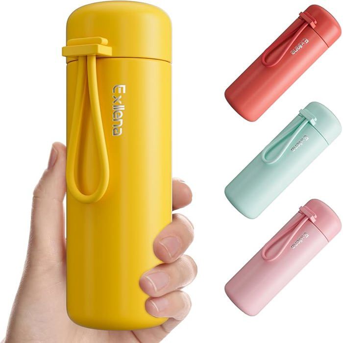 Gourde Isotherme 200ml Petite Bouteille Isotherme en Acier Inoxydable pour Boissons Chaudes et Froides Jaune 200 m FILM ALIMENTAIRE