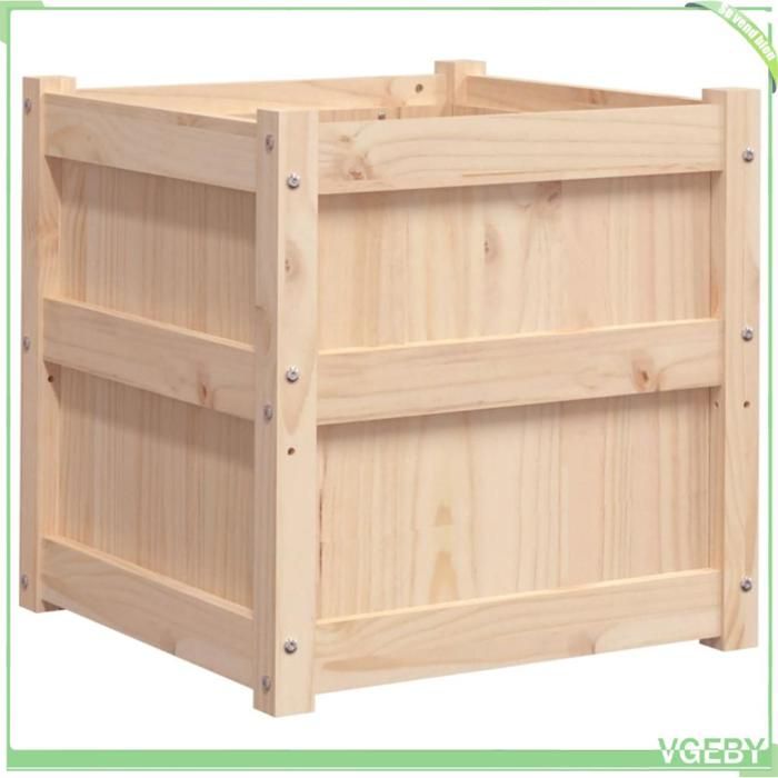 Jardinière en bois - FAFEICY - 837414 - Pin massif non traité - 50x50x50 cm - Carrée grande capacité