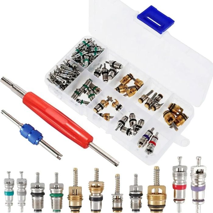 Kit recharge clim voiture R134A - 102 pièces valves gaz clim R134A - durable étanche réparation vélo moto véhicules