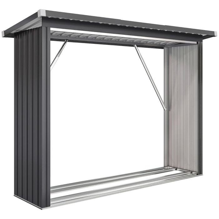 Abri à bois extérieur - Structure en acier robuste - Plancher surélevé pour circulation dair