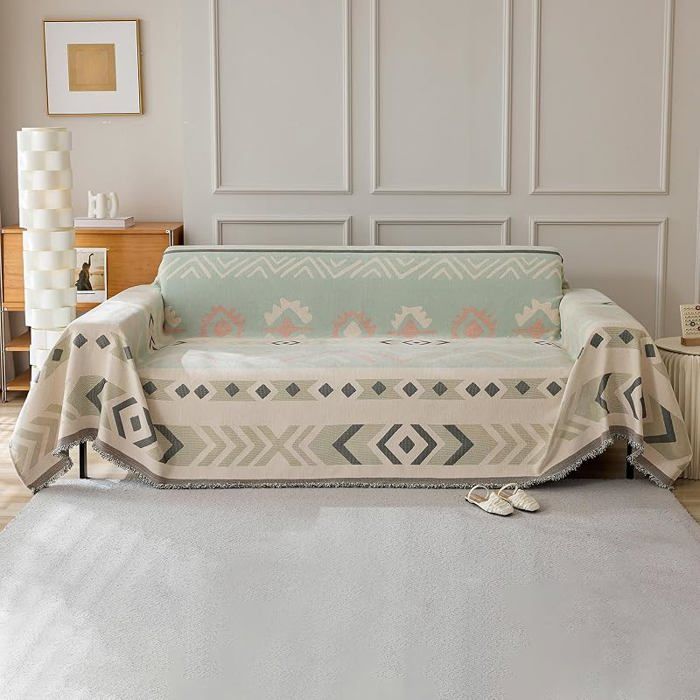 Plaid Canapé Géométrique Réversible 180x300 cm Jeté de Canapé Multifonction Doux Housse Décorative Grande Taille HOUSSE DE CANAPE