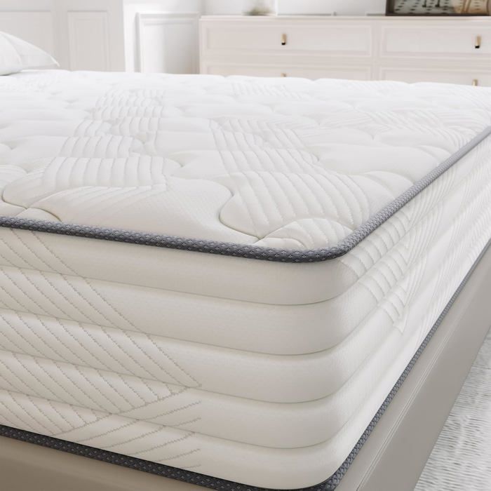 TXO Matelas Hybride à Ressorts Ensachés 140x190 cm Épaisseur 25 cm Fermeté Moyenne H3 Soutien 7 Zones Certifié Oeko-Tex TXO Matelas Hybride à Ressorts Ensachés 140x190 cm Épaisseur 25 cm Fermeté Moyenne H3 Soutien 7 Zones Certifié Oeko-Tex