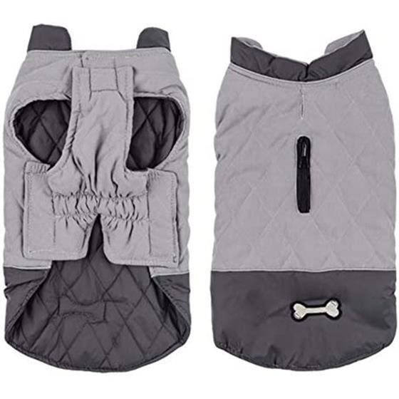 Meilleurs prix pour Manteau Coupe-vent pour Chien - AMOUNE - Gris - Imperméable - Chaud - Grand Chien