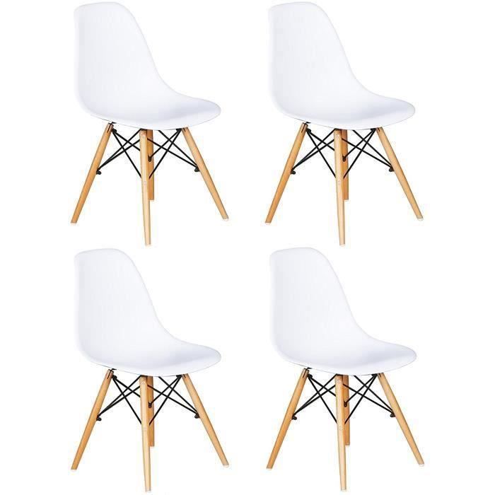 Lot de 4 Chaises Design scandinave Blanches  Cdiscount Maison