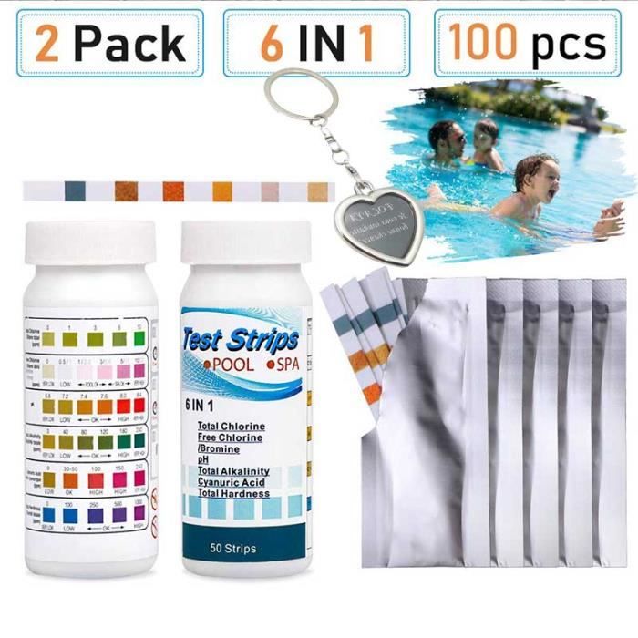 Bandelettes De Test Pour Piscine 6 En 1 Test De Qualite D Eau Pour Le Chlore Total Sans Chlore Bromin Alcite Totale 100 Pcs Achat Vente Mesure Controle Bandelettes De Test Pour Pi Cdiscount