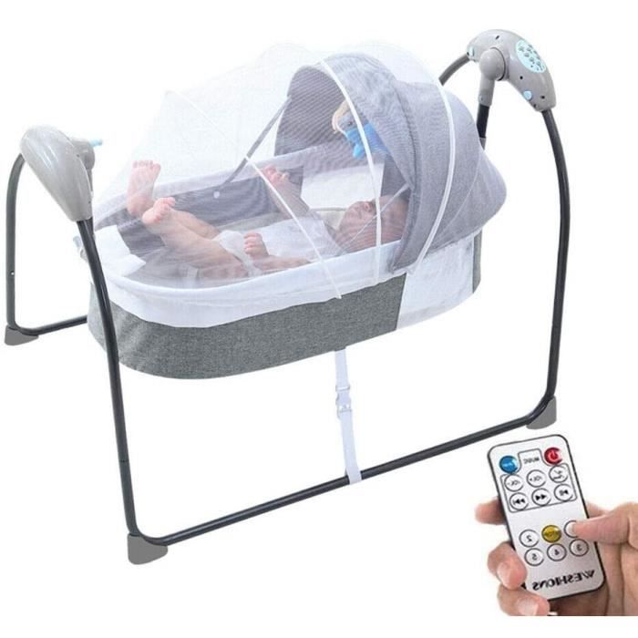 Berceau Electrique Pour Bebe Lit A Bascule Pour Tout Petit Nouveau Ne Swing Berceau Pour Bebe Avec Musique Bluetooth Gris Cdiscount Puericulture Eveil Bebe