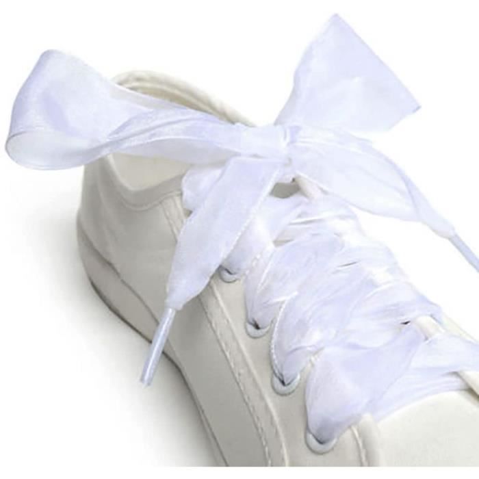 1 paire de lacets 110 cm Ruban tendance en organza Pour chaussures de sport baskets Forme un grand n ud plat 382 Cdiscount Chaussures