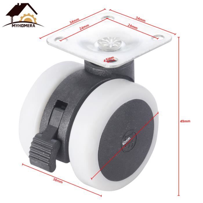 Roulette Industrielle Avec Frein - Portée 450 Kg, Polyuréthane, Pivotante 360°, Tout-Terrain, Pour Meubles/Chariots