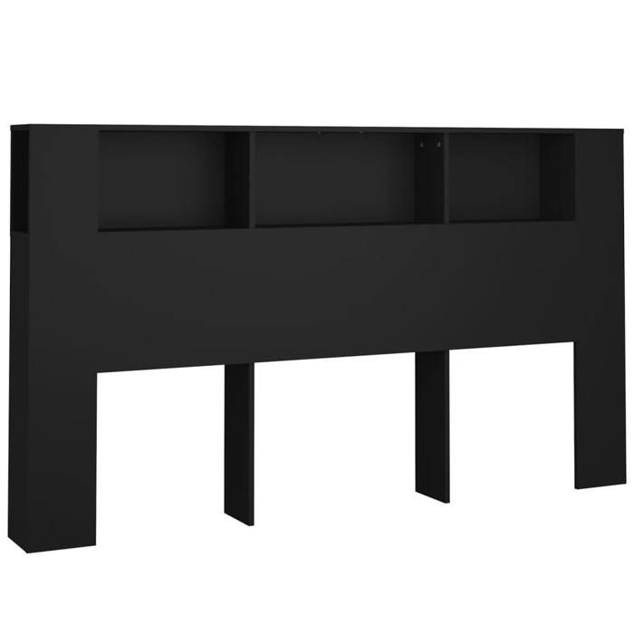 Tête de lit avec rangement accessoire de lit table de chevet etagere 180 x 185 x 1045 cm MDF noir TDL0200020