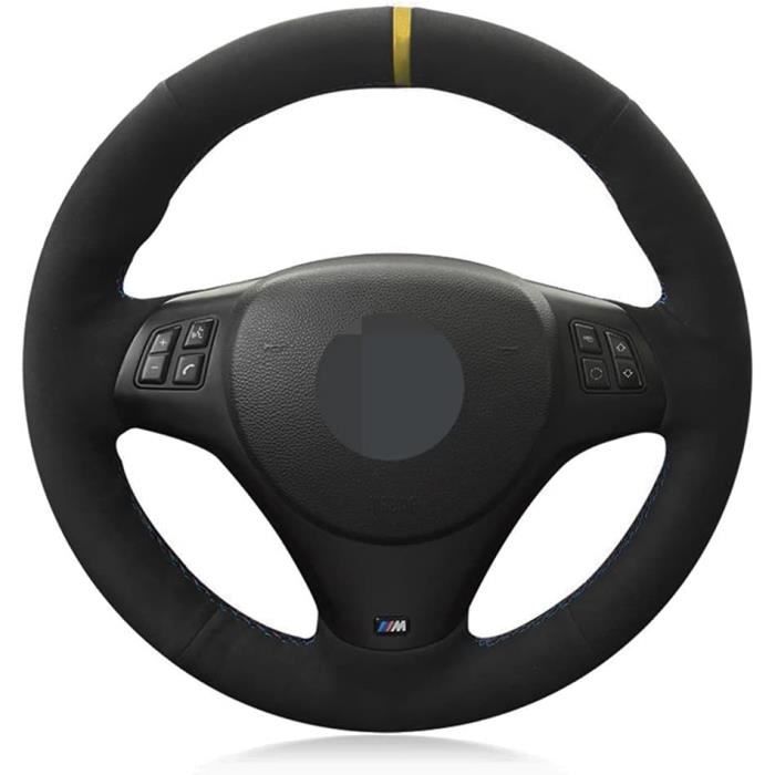 Couvre-volant Cuir – Pour BMW E81 E82 E87 – Noir – Couture Et Aiguille Incluses