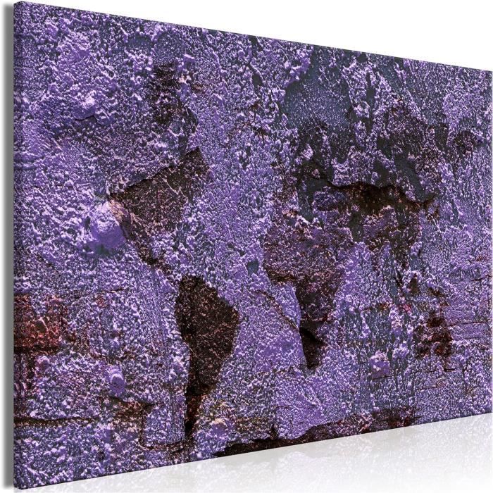 Tableau Carte Du Monde Décoratif 90x60 Cm - Toile Colorée Sur Cadre Bois - Décoration Murale Salon