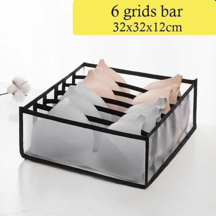 Boîte De Rangement En Bois à Compartiments Pour Chaussettes & Sous-vêtements - 33,3 X 23,3 X 3,9 Cm - Organisateur Tiroir Dressing Salle De Bain