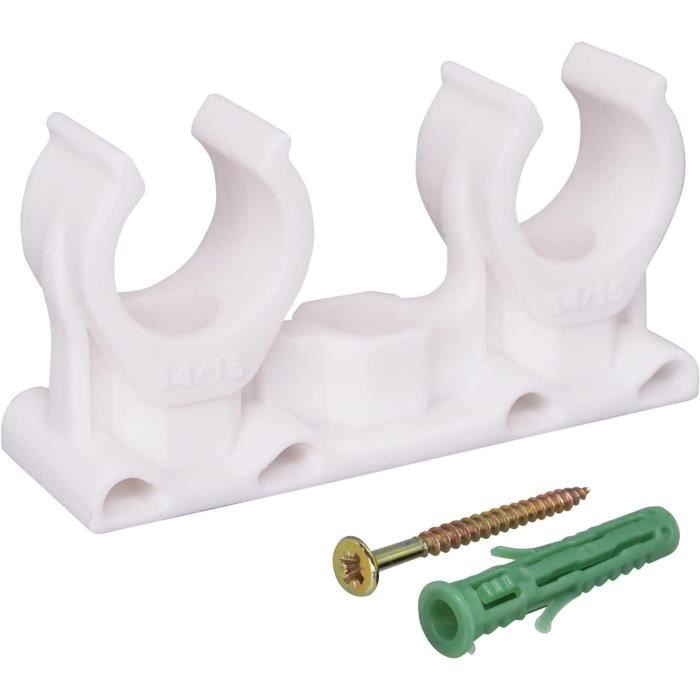 30 Colliers De Serrage En Plastique Gris Pour Tuyaux 25-27 Mm - Lot Avec Vis Incluses - Fixation Murale Ou Sol