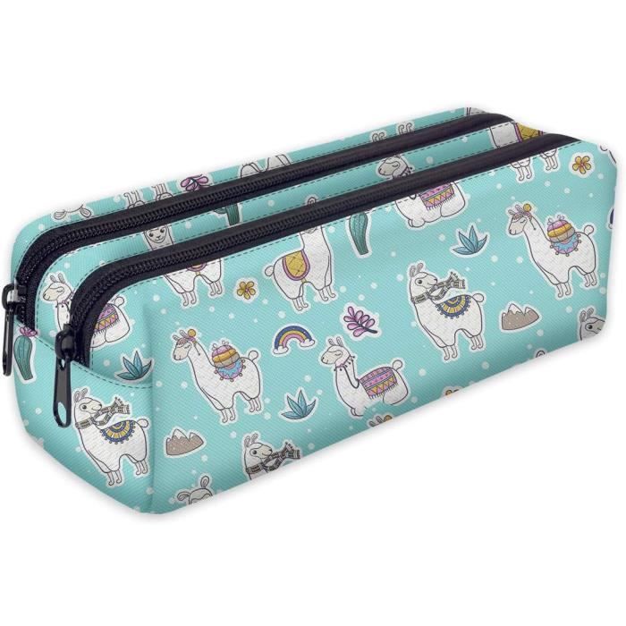 Trousse Scolaire à Motif Lama - Fermeture éclair, Dimensions 20x14 Cm - Pour Stylos Ou Maquillage - 5