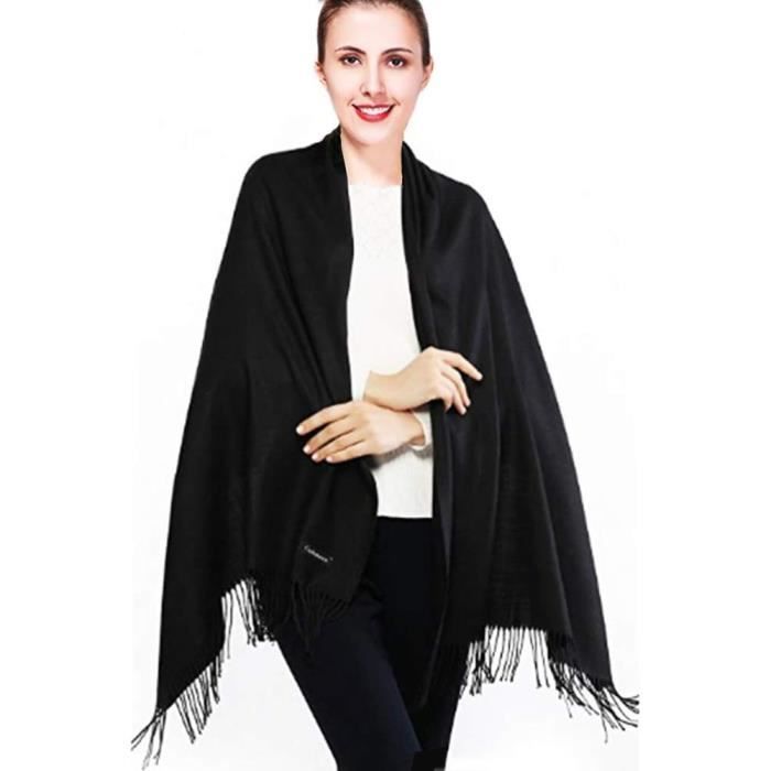 Grand Châle Pashmina épais Pour Femme - Laine Douce, Franges - écharpe D'hiver élégante Et Chaude