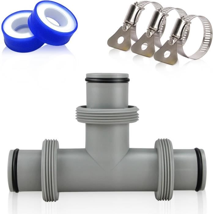 2 Raccords Tuyau Piscine 38mm Avec Ruban D'Étanchéité - Connecteur Pompe Compatible Intex Bestway Coleman