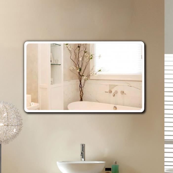 KEKE Miroir de Salle de Bain Miroir Mural avec LED Bouton Tactile