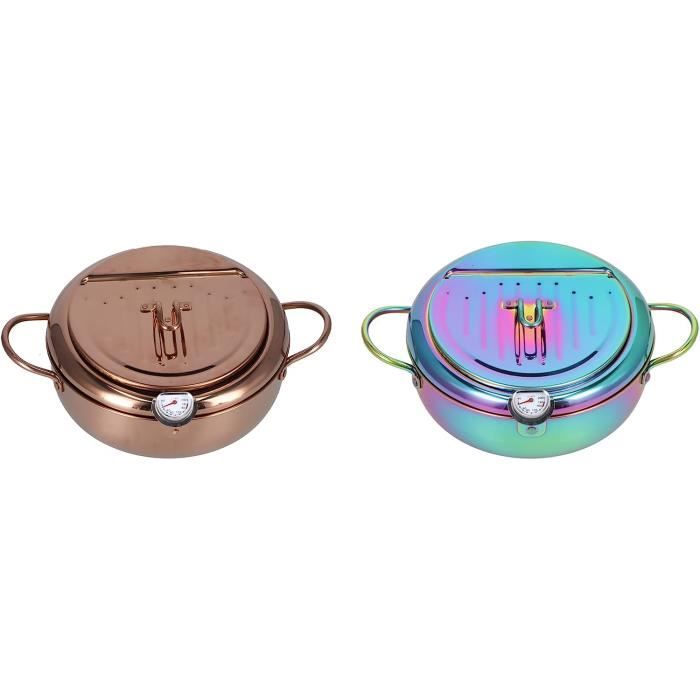 Marmite Friteuse Acier Inoxydable 304 – Avec Panier Passoire Et Poignée – Mini Format, Portable, économique En Huile