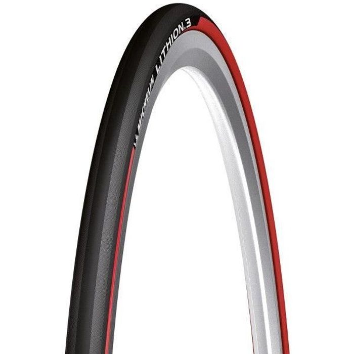 Pneu vélo route Michelin Lithion 3 Performance Line Grip Compound - 700x23C (23-622) - Noir rouge - Tubetype