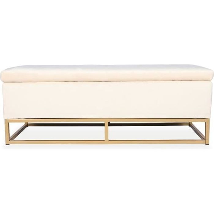 banquette coffre angele velours beige pieds or
