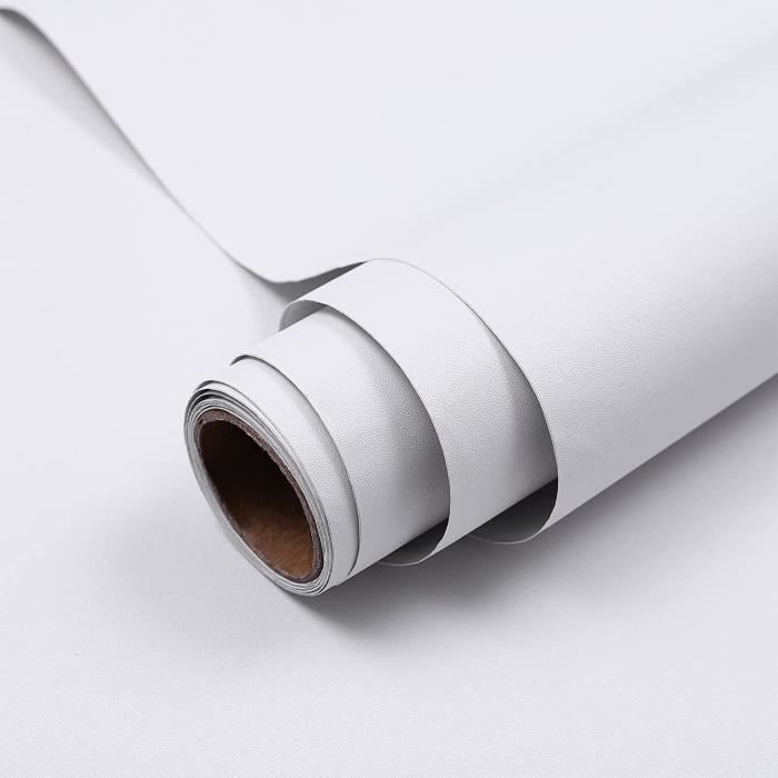 Papier Peint Adhésif Papier Adhesif pour Meuble 61x500cm Blanc Imperméable  Film Adhésif Stickers Meubles Papier Peint Autocolla[882]