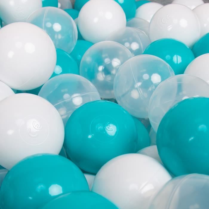 200 Balles Colorées Plastique 7cm Pour Piscine à Balles Enfant - Blanc/Gris/Menthe - Fabriqué En Europe