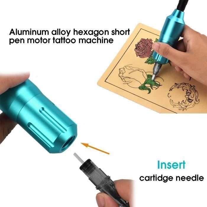 Stylo De Tatouage De Moteur Professionnel Machine A Tatouer Power Supply Aiguille De Tatouage Bleu Bo75077 Cdiscount Au Quotidien