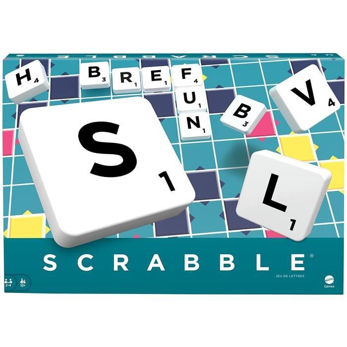 Jeu de Société - Mattel Games - Scrabble Classique - Plateforme de Jeu et 120 Lettres