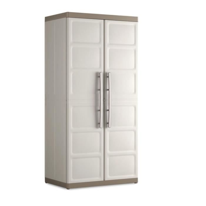 Armoire de rangement - Gulliver XL - Beige/Taupe - 4 étagères réglables - Résine cadenassable