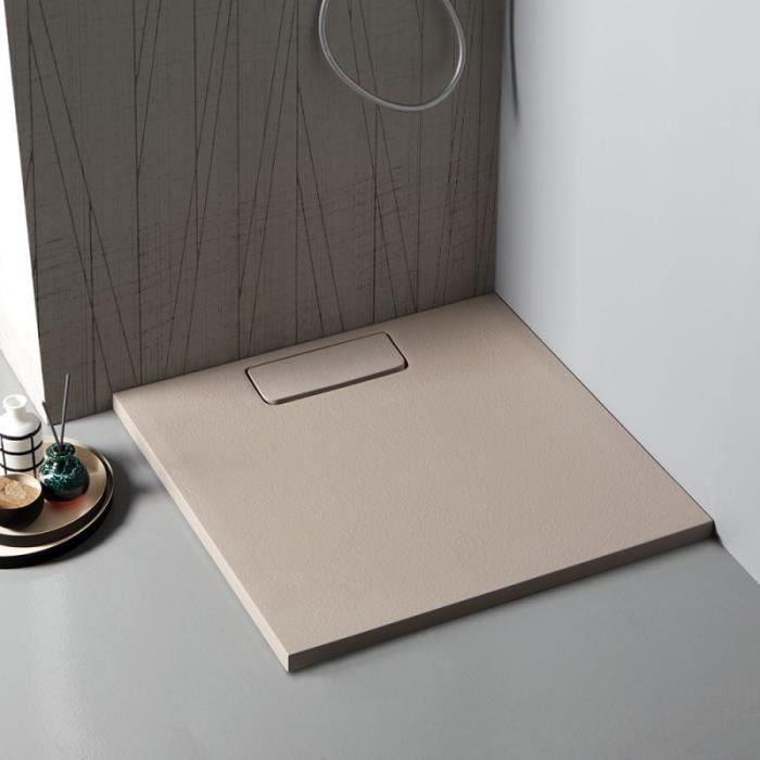 receveur de douche carre 90x90 en resine beige au sol mart cdiscount bricolage