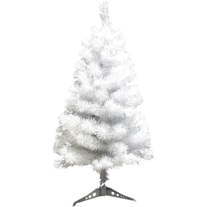 Sapin de Noël artificiel blanc de 90 cm avec pied en PVC pour la maison