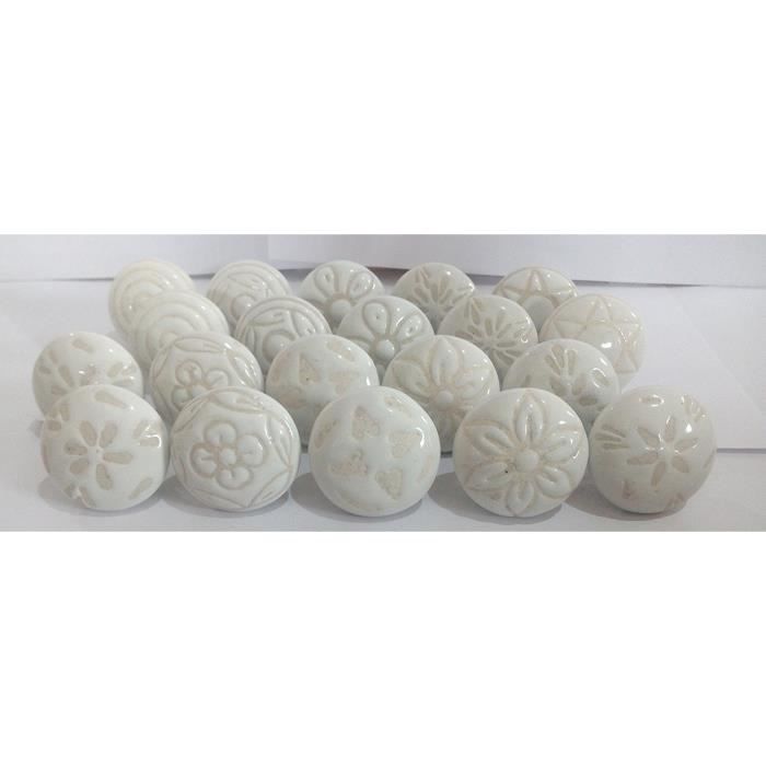 PUSHPACRAFTS 20 Stuks Keramische Kastgrepen – Zwart En Wit, Diameter 3,8-4,4 Cm