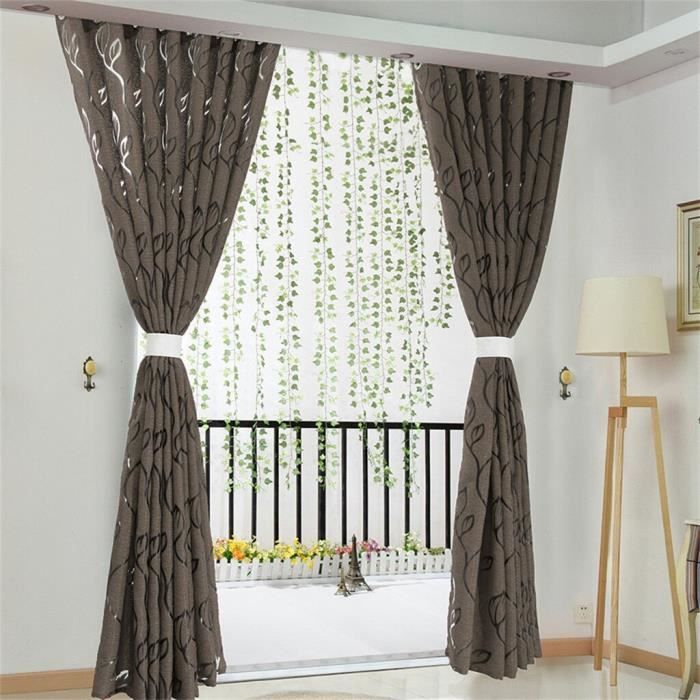 Rideau de porte fenêtre en Tulle,1 pièces,motif feuilles de vigne,panneau de voile,cantonnière,pour salon,30 # 