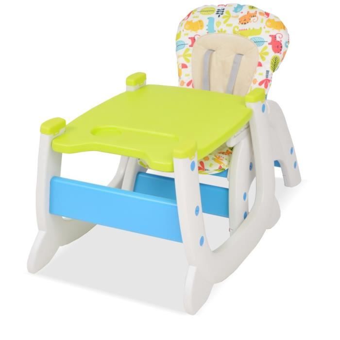 Ovsky Chaise Haute Enfant Convertible 3 En 1 Avec Table Bleu Et Vert Cdiscount Puericulture Eveil Bebe