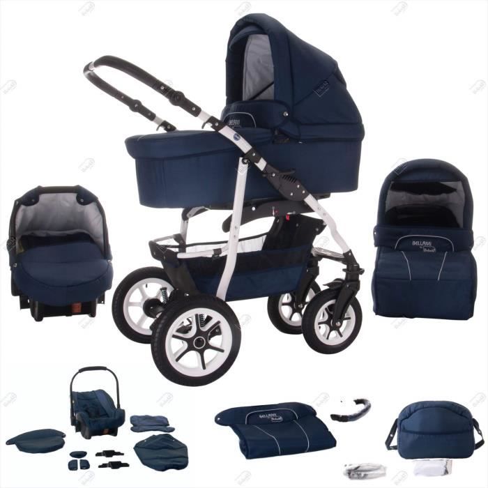 Bebebi Modele Bellami 3 in 1 Poussette Canne Poussette Combinee Roues moussant Bellablue Cdiscount Puericulture Eveil bebe