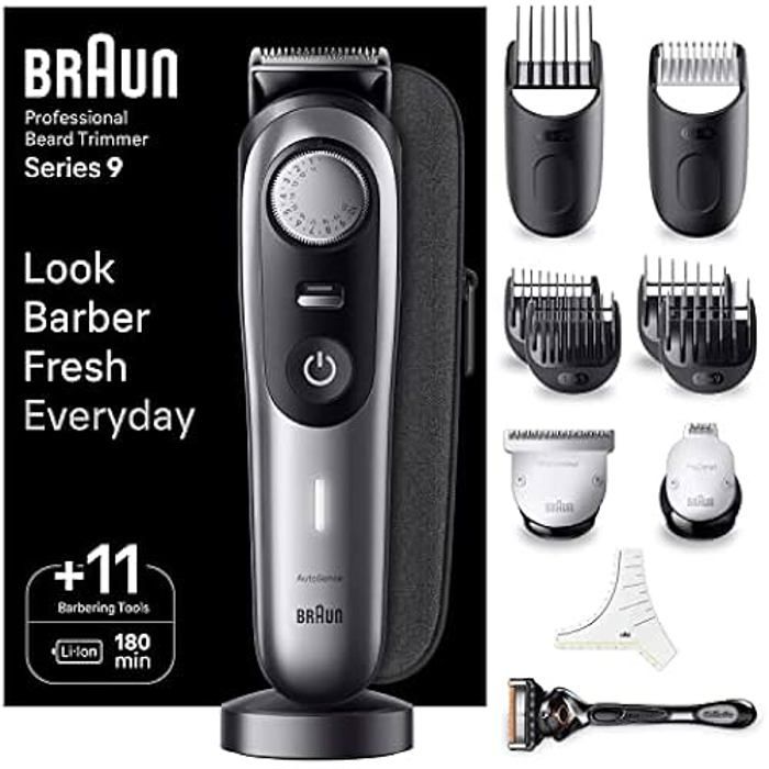 Braun Tondeuse À Barbe Series 9 BT9440 Tondeuse À Barbe Électrique Avec ProBlade La Lame La Plus Affûtée De Braun Outils Professionnels Base De Recharge Et 180 Minutes D’autonomie