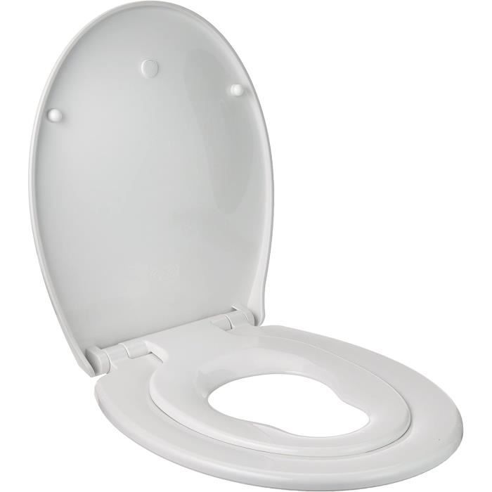 Abattant WC Avec Fermeture Douce Automatique - Amovible, Facile à Nettoyer - Certifié TÜV, Supporte 250 Kg - Blanc, Universel