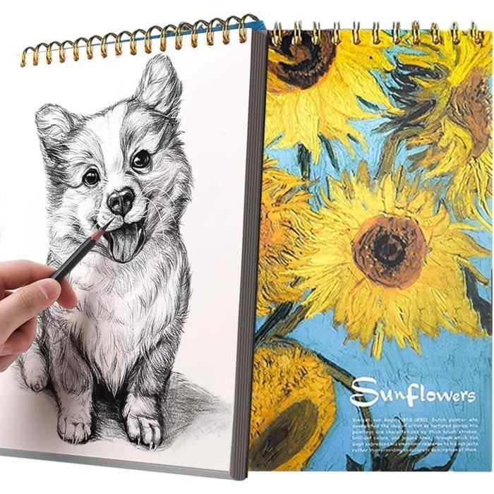 Cahier De Dessin A4 160GSM - 60 Feuilles Reliure Spirale, Carnet à Croquis Pour Aquarelle, Crayon Et Stylo - Couverture Brune