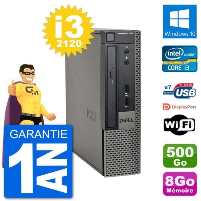 Ultra Mini PC Dell 790 USFF i3-2120 RAM 8Go Disque Dur 500Go Windows 10 Wifi