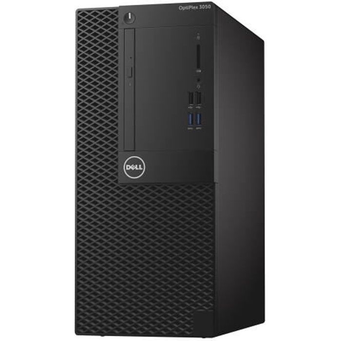 Dell OptiPlex 3050 MT 1 x Core i3 7100 - 3.9 GHz RAM 4 Go HDD 500 Go graveur de DVD HD Graphics 630 GigE Win 10 Pro 64 bits…