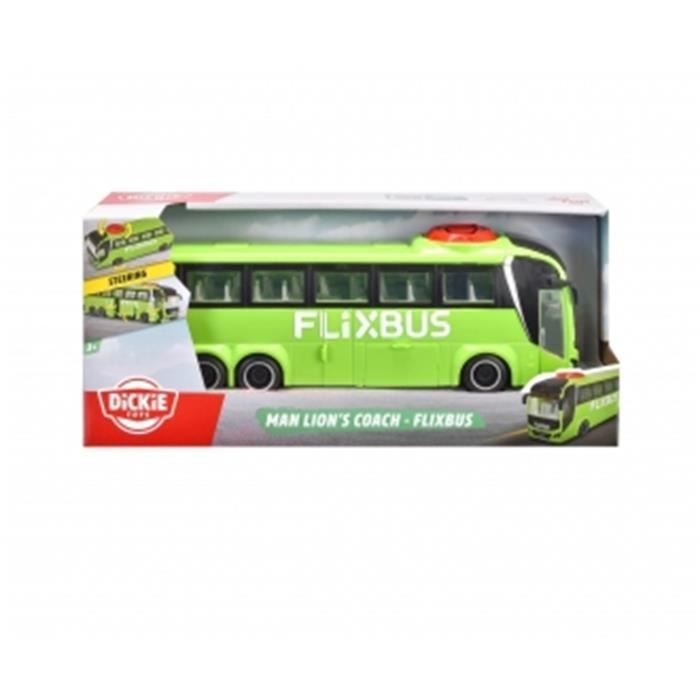 Autocar MAN FlixBus vert - DICKIE TOYS - Jouet - Mécanisme de direction - Portes à ouvrir