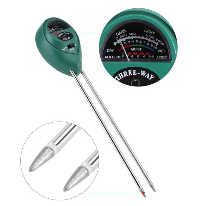 Testeur Sol 3 En 1 Jardin - Mesure Lumière, Humidité Et PH Avec Écran Numérique, Alimentation Solaire