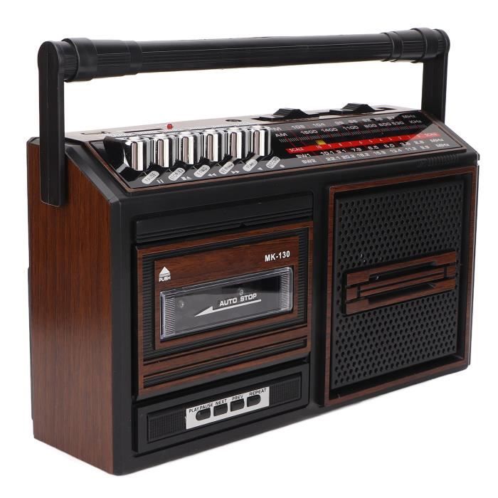 radio de lecteur de cassette portable Lecteur de cassettes enregistreur pleine bande carte enfichable silencieuse AM FM radio