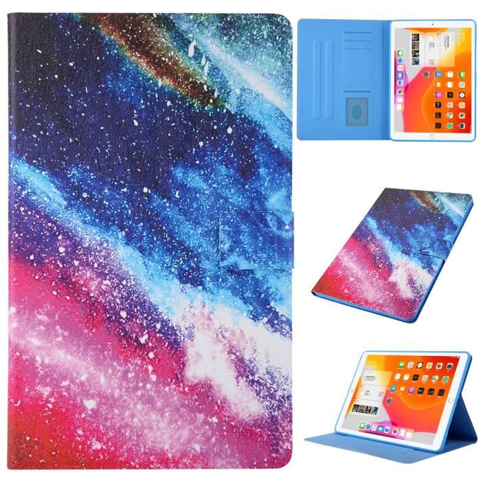 Intelligent Etui Apple iPad 10.2 (iPad 7th Gen) Tablette Protection, PU  Cuir Flip Coque avec Porte-stylo Etui iPad 10.2 Sbleu