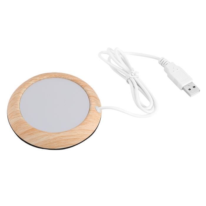 Chauffe-tasse USB à grain de bois, dessous de verre chauffant, coussin chauffant à café, dessous de verre à grain de bois brillant