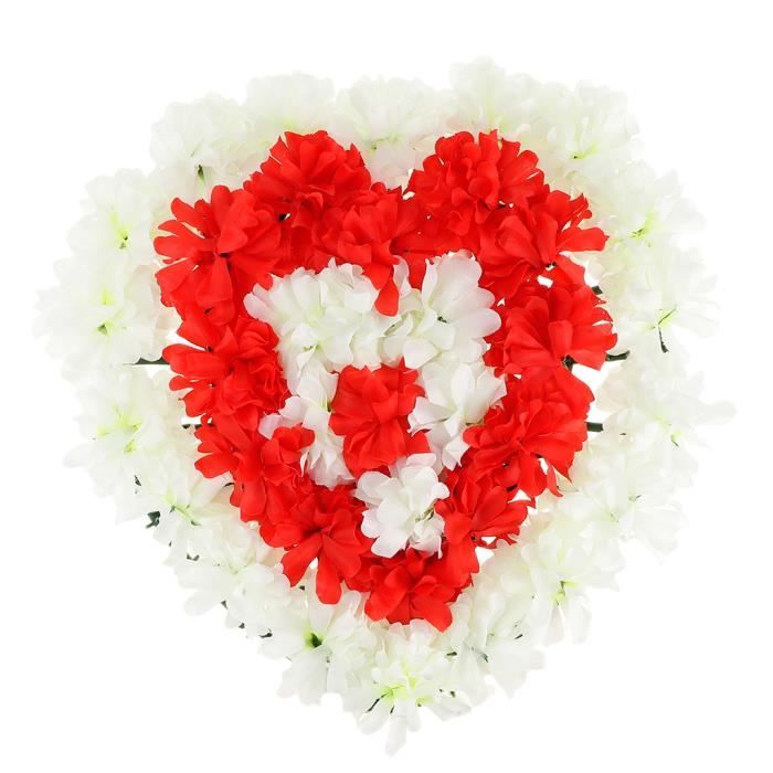 Couronne Funéraire Artificielle Belupai 50cm - Chrysanthèmes En Soie Blanc, Pour Cimetière Ou Décoration